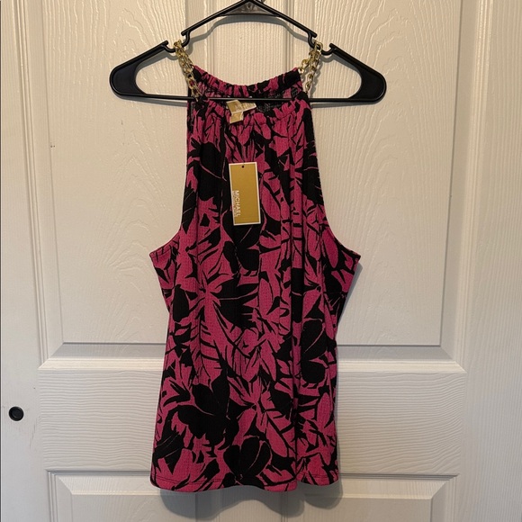 Michael Kors Black and Pink Floral Tank Top - Picture 1 of 2